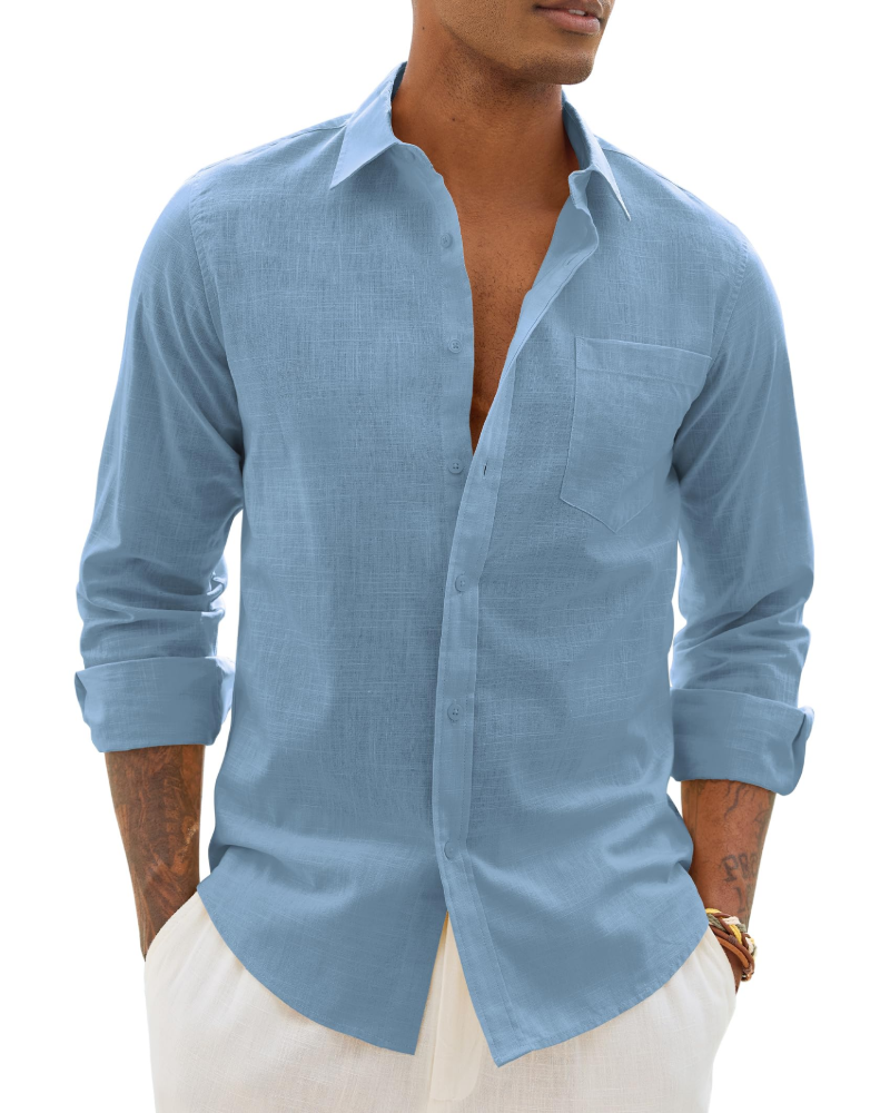 Donahue | Men's Long Sleeve Collared Chest Pocket Shirt