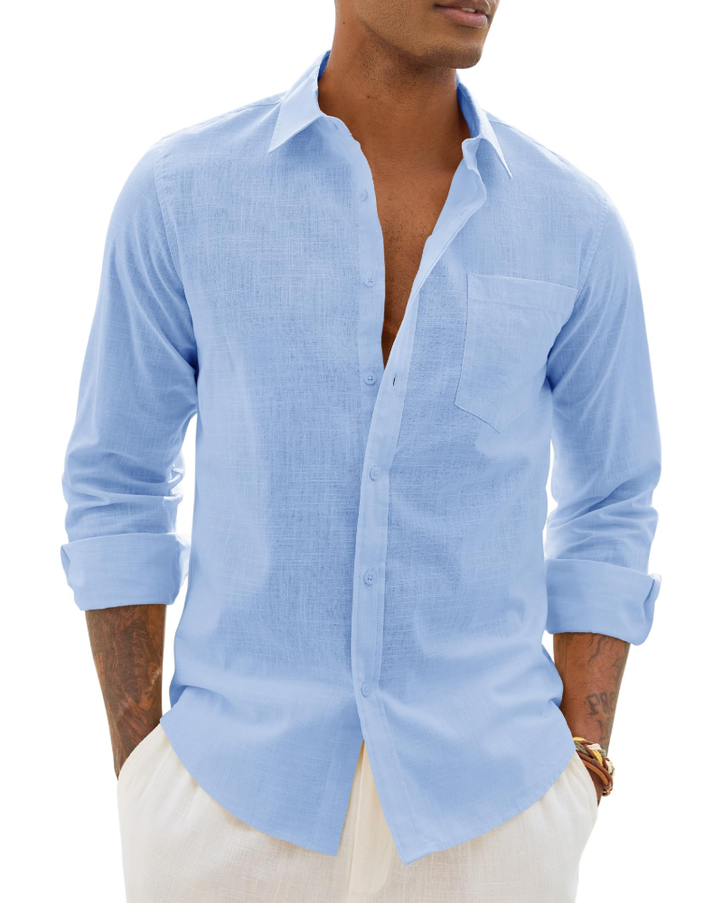 Donahue | Men's Long Sleeve Collared Chest Pocket Shirt