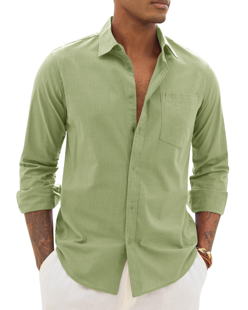 Donahue | Men's Long Sleeve Collared Chest Pocket Shirt