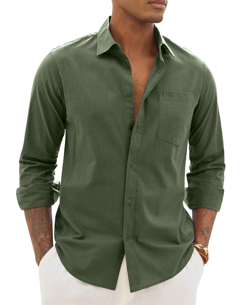 Donahue | Men's Long Sleeve Collared Chest Pocket Shirt