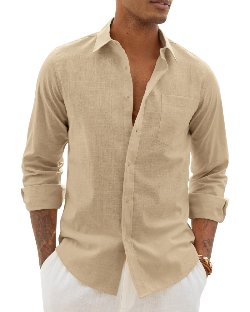 Donahue | Men's Long Sleeve Collared Chest Pocket Shirt