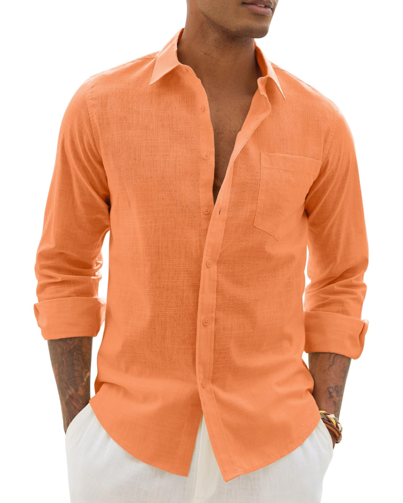 Donahue | Men's Long Sleeve Collared Chest Pocket Shirt