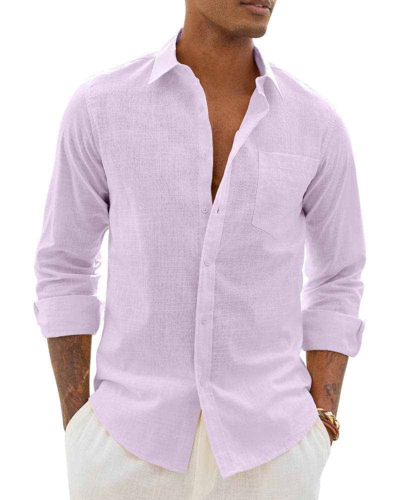 Donahue | Men's Long Sleeve Collared Chest Pocket Shirt
