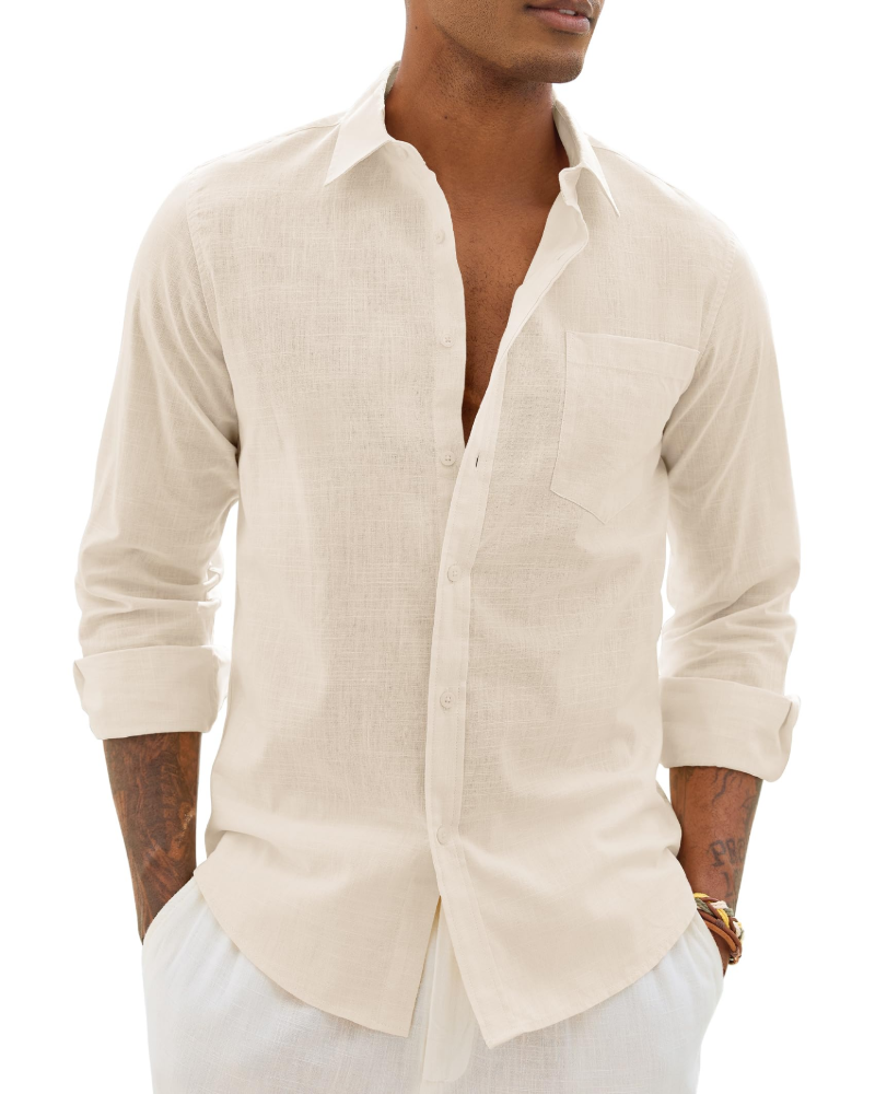 Donahue | Men's Long Sleeve Collared Chest Pocket Shirt