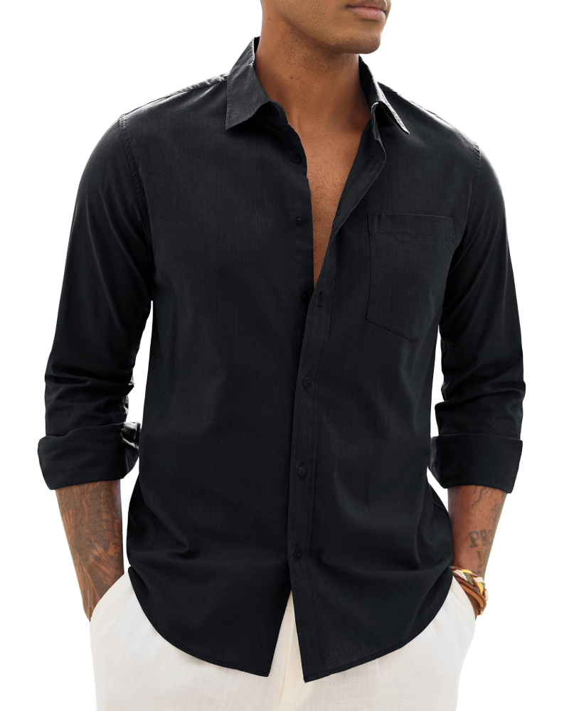 Donahue | Men's Long Sleeve Collared Chest Pocket Shirt