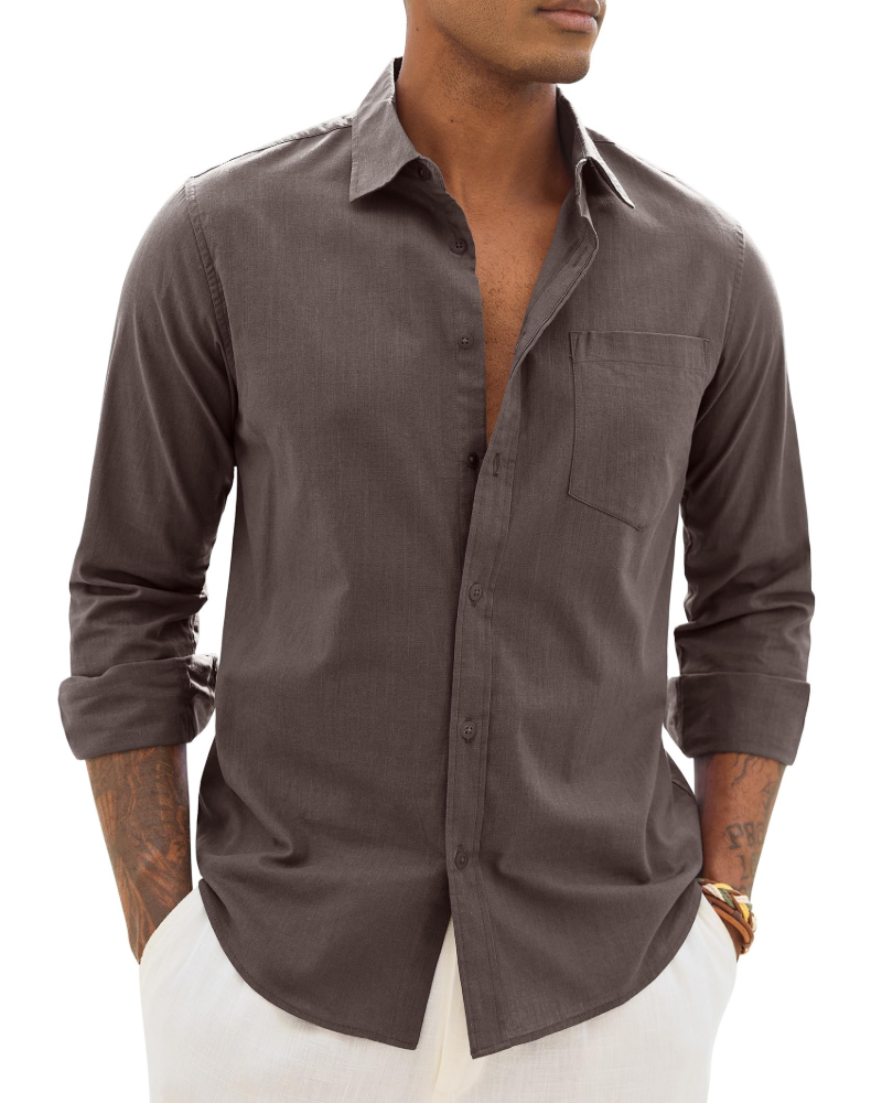 Donahue | Men's Long Sleeve Collared Chest Pocket Shirt