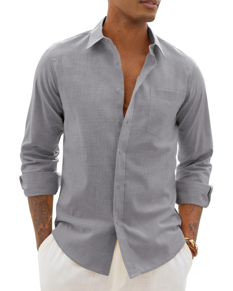 Donahue | Men's Long Sleeve Collared Chest Pocket Shirt