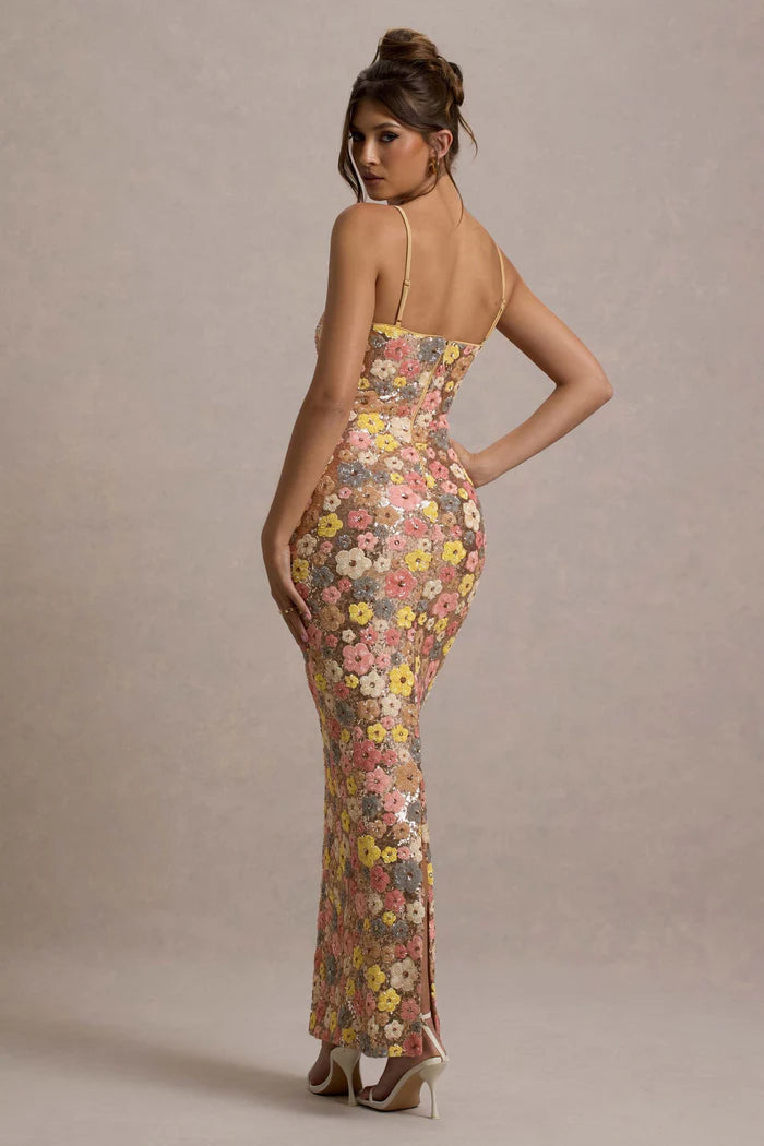 Dorothy | Women’s Floral Square Neck Wedding Guest Dress