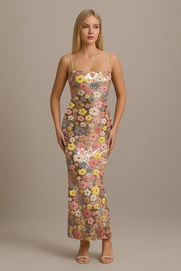 Dorothy | Women’s Floral Square Neck Wedding Guest Dress
