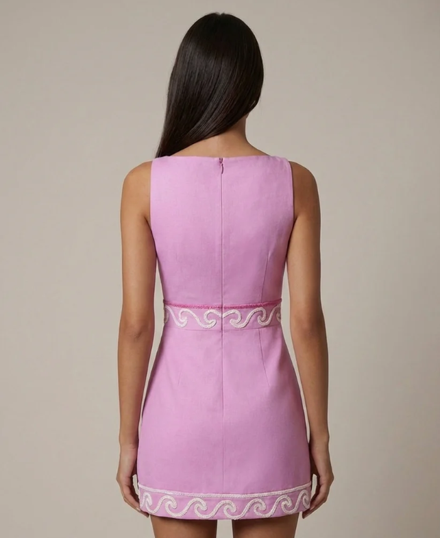 Eden | Women’s Sleeveless Patterned Cut Out Mini Dress