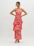 Edith | Women’s Floral Backless Flowy Ruffle Maxi Dress