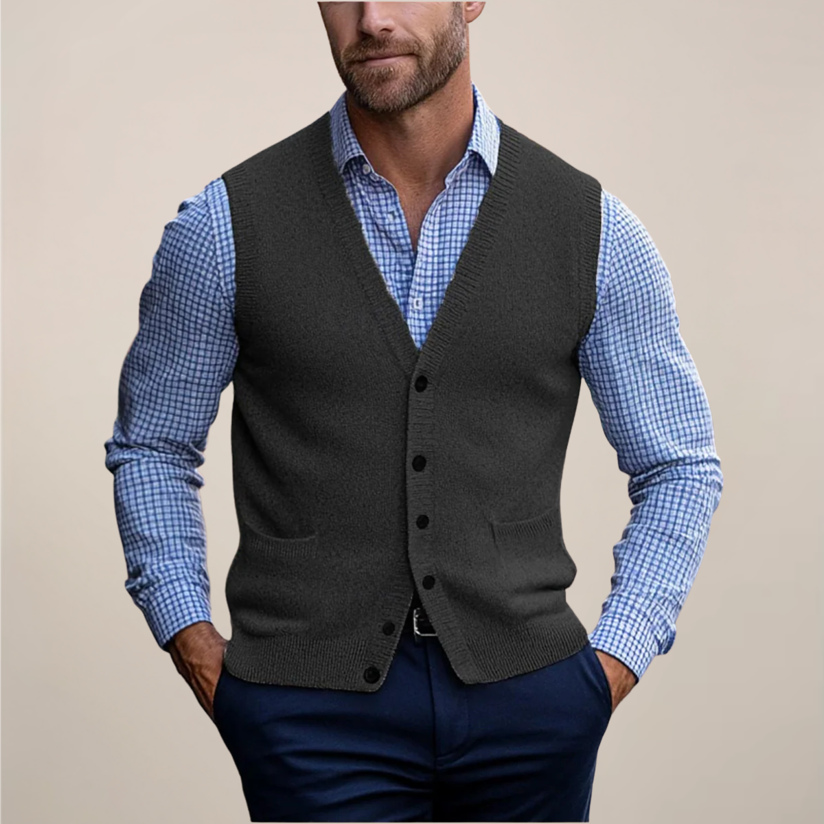 Edmund | Men’s Button Sleeveless V Neck Vest
