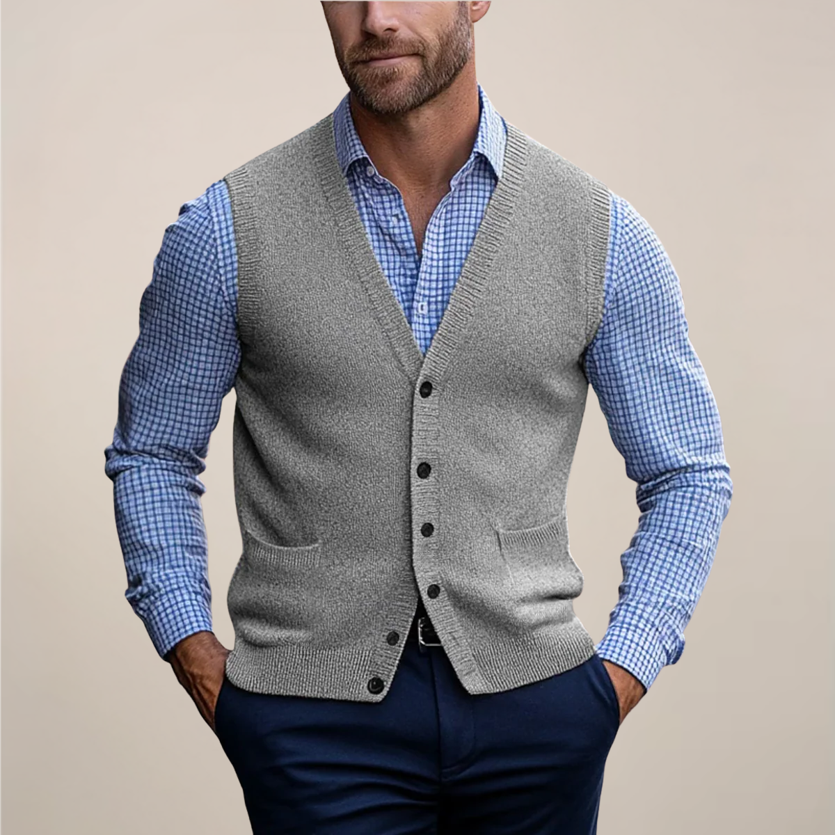 Edmund | Men’s Button Sleeveless V Neck Vest