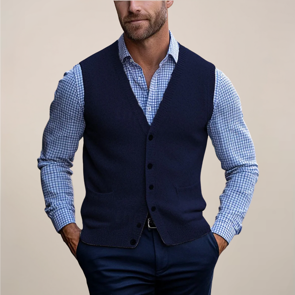 Edmund | Men’s Button Sleeveless V Neck Vest