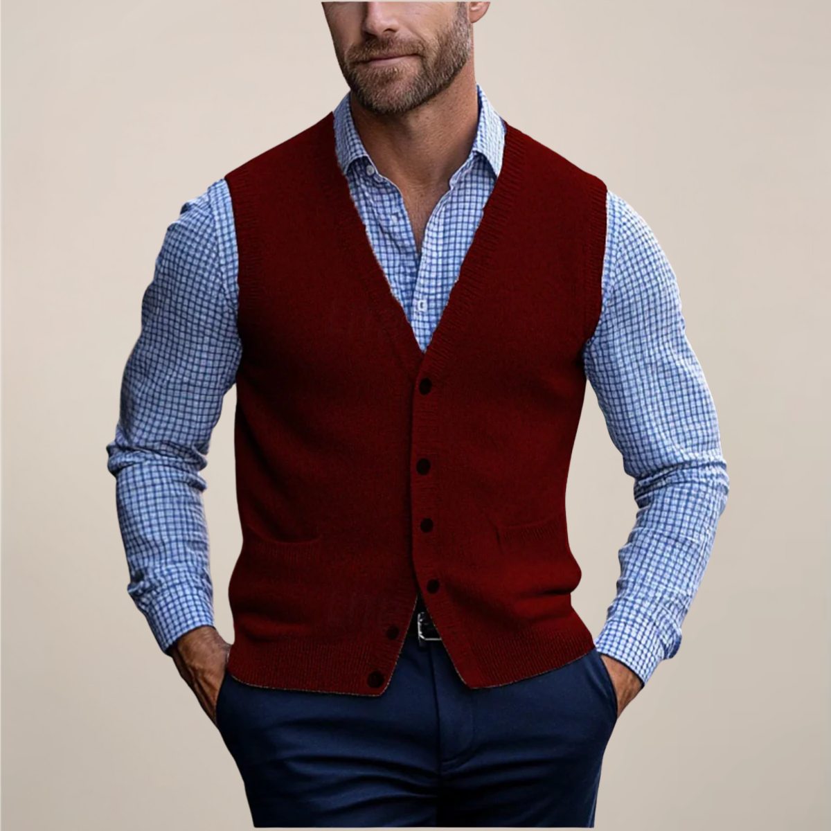 Edmund | Men’s Button Sleeveless V Neck Vest