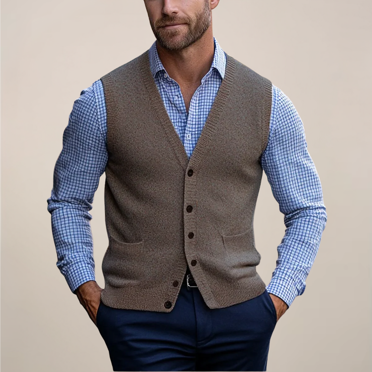 Edmund | Men’s Button Sleeveless V Neck Vest