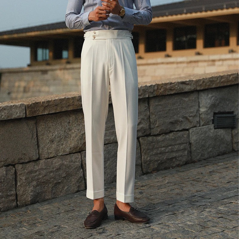 Edward | Men's High Waist Side Pleated Dress Trousers
