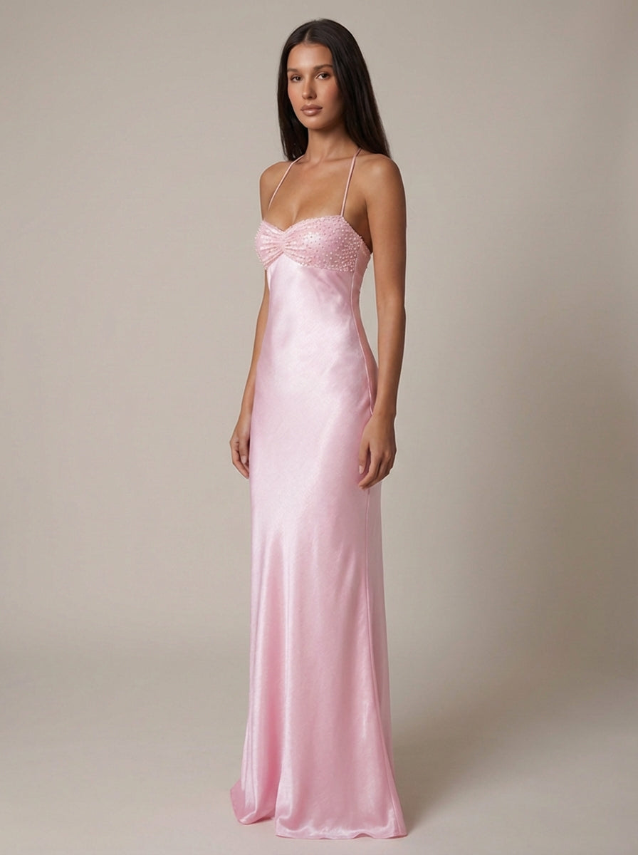 Elaine | Women’s Backless Sweetheart Neck Maxi Dress