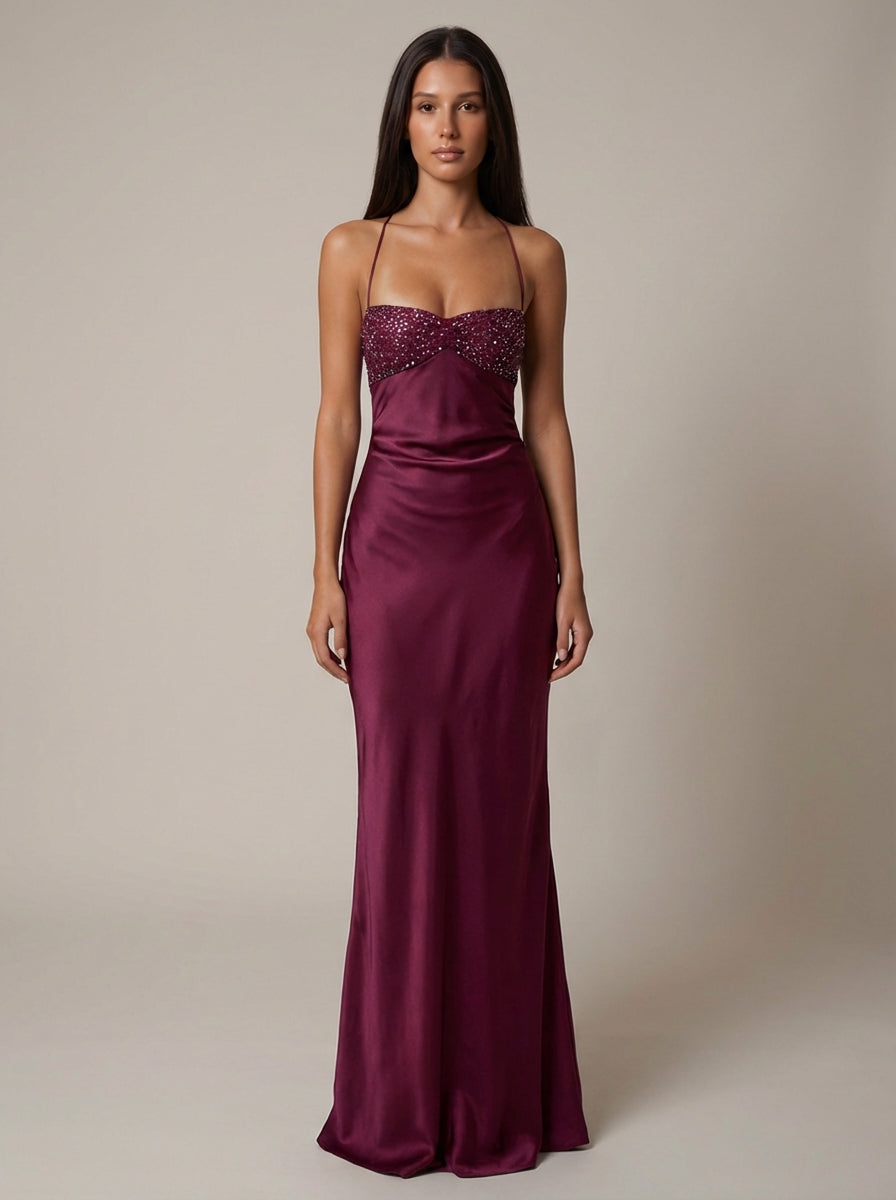Elaine | Women’s Backless Sweetheart Neck Maxi Dress