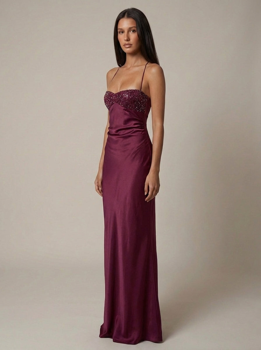 Elaine | Women’s Backless Sweetheart Neck Maxi Dress