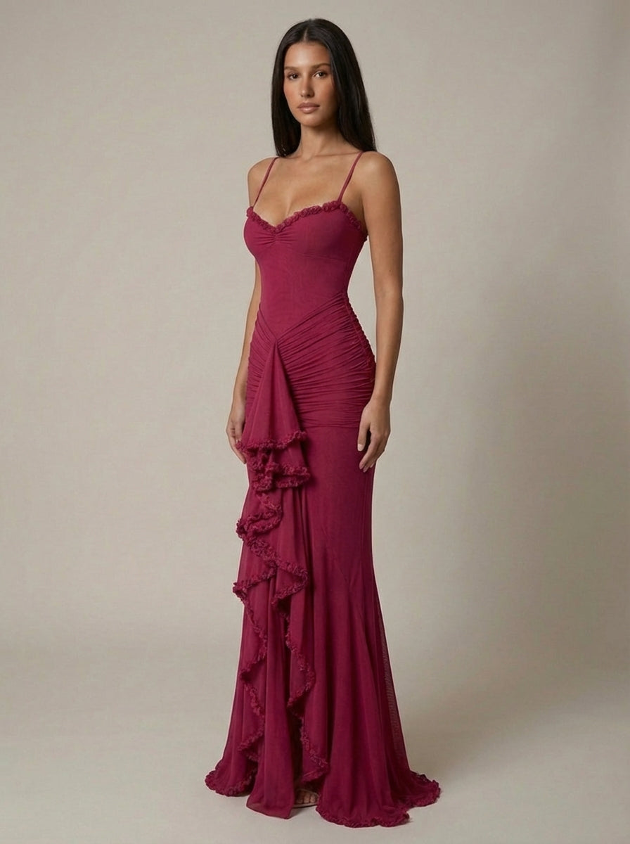 Eleanor | Women’s Sleeveless Sweetheart Neck Draped Maxi Dress