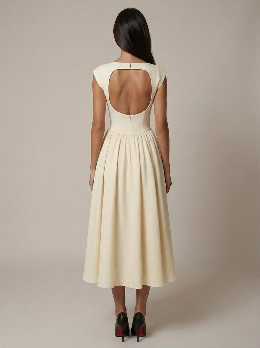 Eleanora | Women’s Open Back Sleeveless Flowy Midi Dress