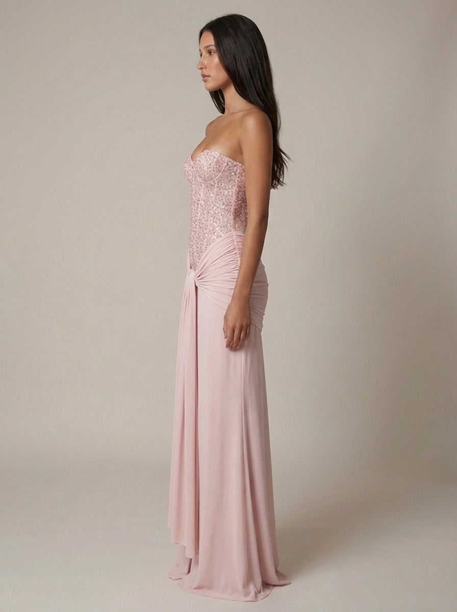 Elisa | Women’s Strapless Draped Wedding Guest Dress