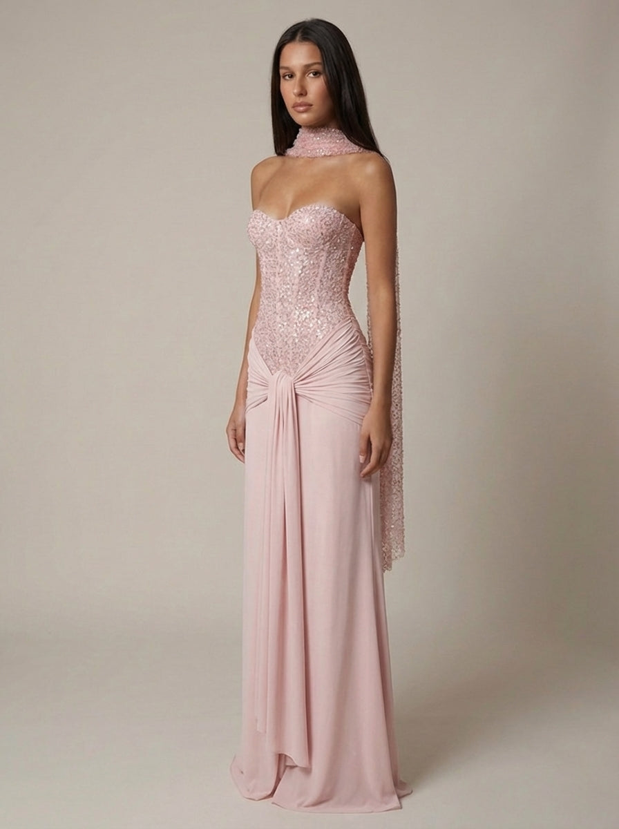 Elisa | Women’s Strapless Draped Wedding Guest Dress
