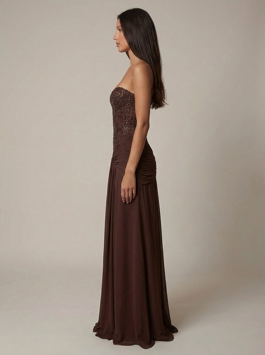 Elisa | Women’s Strapless Draped Wedding Guest Dress