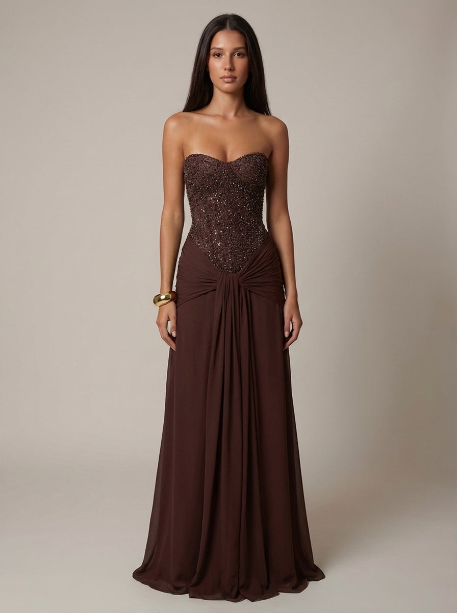 Elisa | Women’s Strapless Draped Wedding Guest Dress