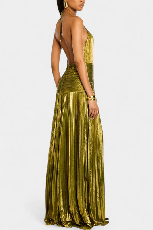Elise | Women’s Sleeveless Halter Neck High Slit Maxi Dress