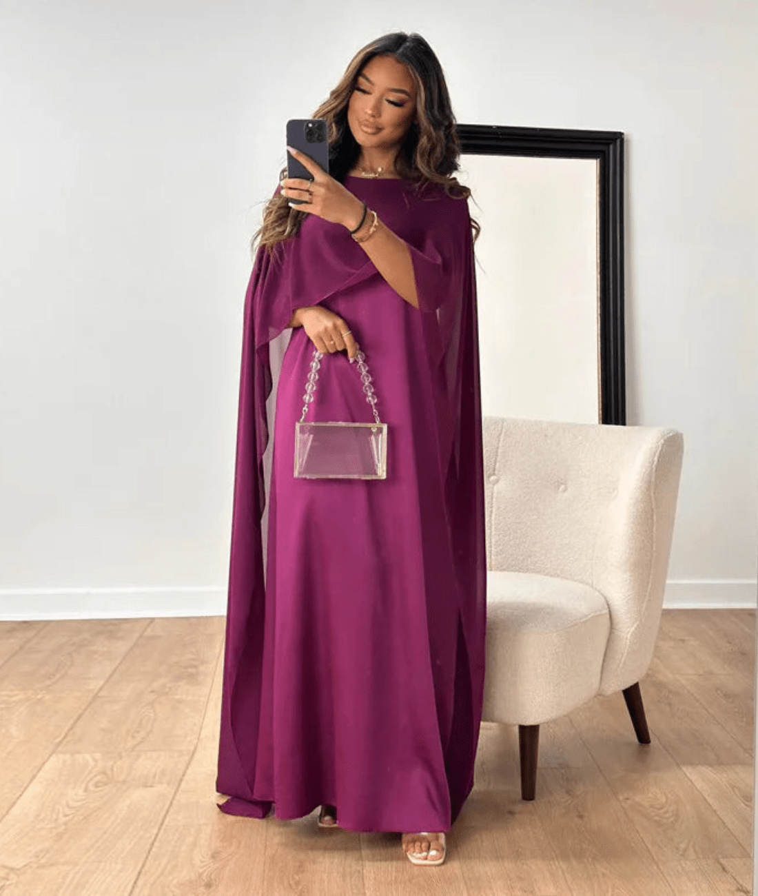 Eliza | Women’s Flowy Boat Neck Draped Wedding Guest Dress