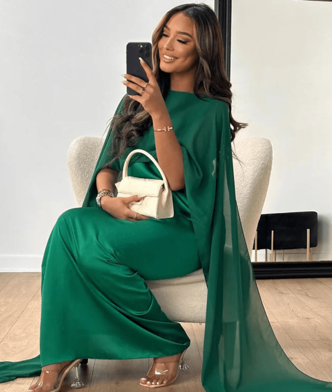 Eliza | Women’s Flowy Boat Neck Draped Wedding Guest Dress