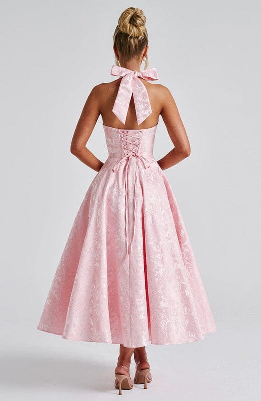 Elizabeth | Women’s Open Back Sleeveless Halter Neck Midi Dress