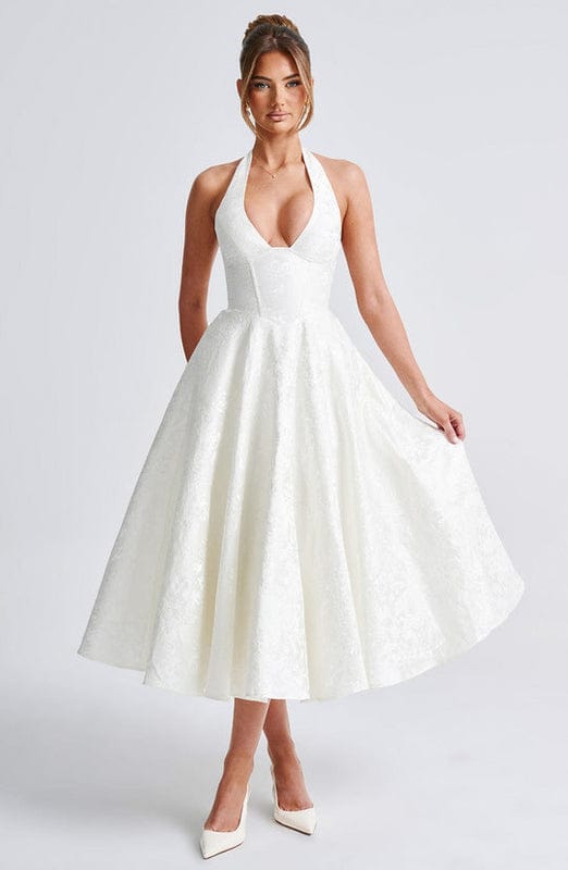 Elizabeth | Women’s Open Back Sleeveless Halter Neck Midi Dress