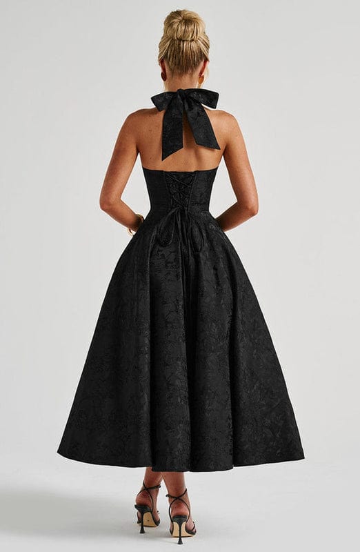 Elizabeth | Women’s Open Back Sleeveless Halter Neck Midi Dress