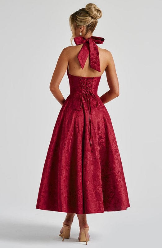 Elizabeth | Women’s Open Back Sleeveless Halter Neck Midi Dress