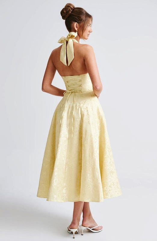 Elizabeth | Women’s Open Back Sleeveless Halter Neck Midi Dress
