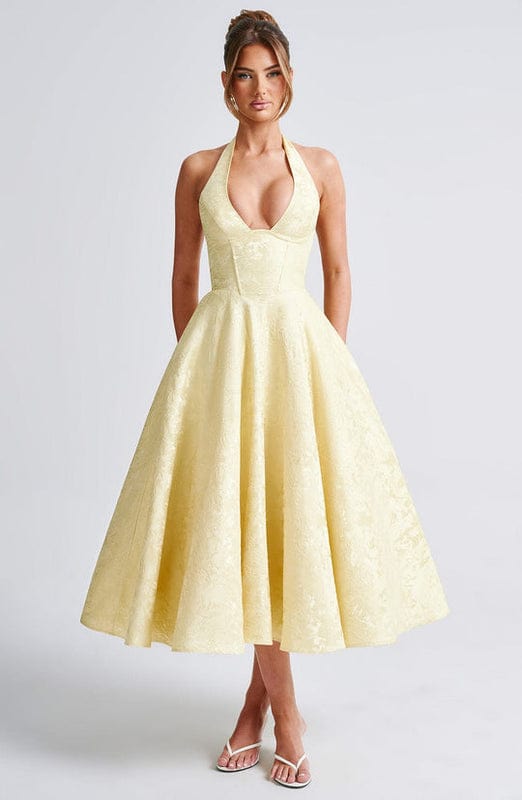 Elizabeth | Women’s Open Back Sleeveless Halter Neck Midi Dress