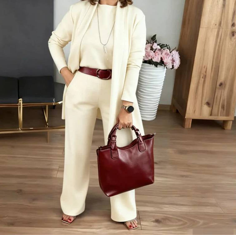 Ellie | Women's Belted High Waist Three Piece Suit