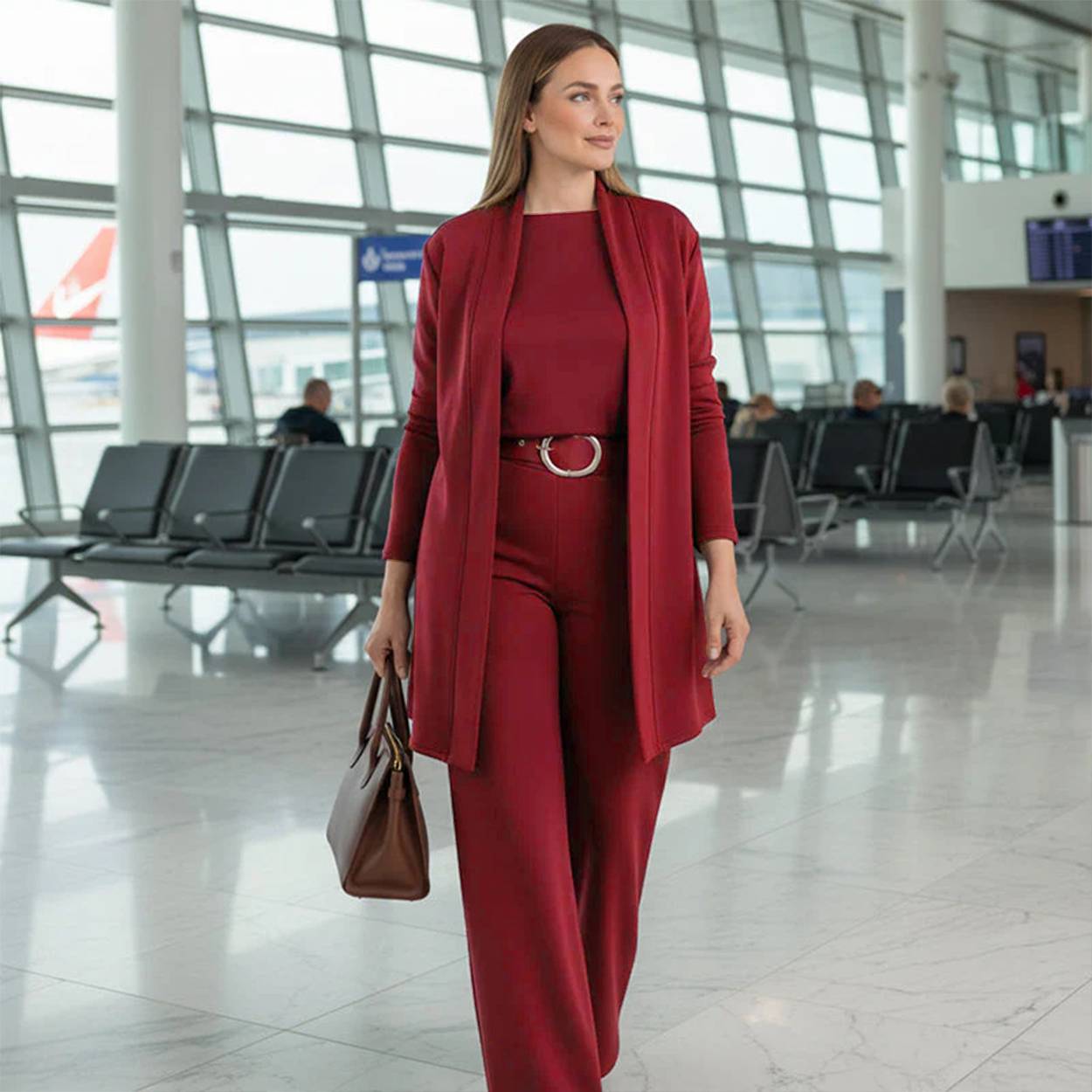 Ellie | Women's Belted High Waist Three Piece Suit