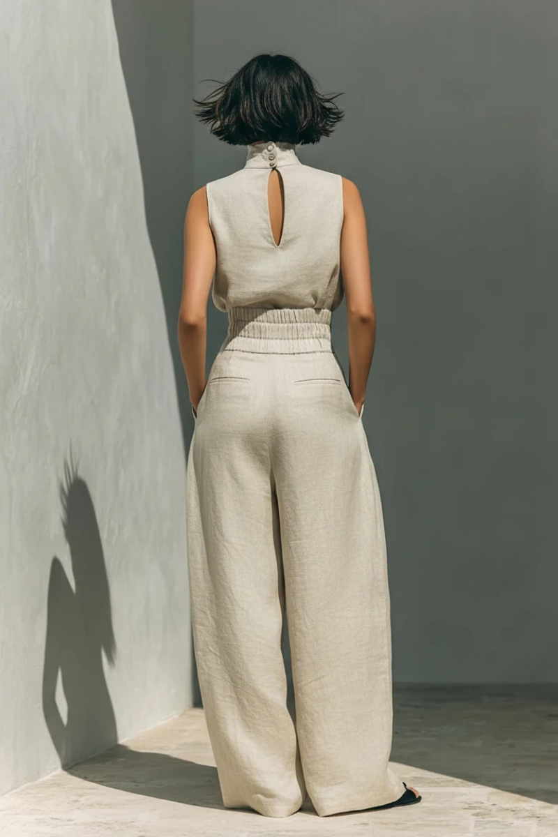 Eloise | Women’s Mock Neck High Waist Wide Leg Two Piece Set