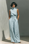 Eloise | Women’s Mock Neck High Waist Wide Leg Two Piece Set