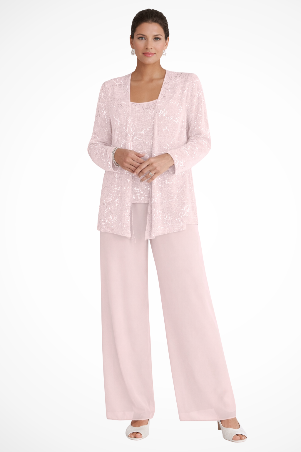 Elsa | Women’s Wide Leg High Waist Sequin Three Piece Suit