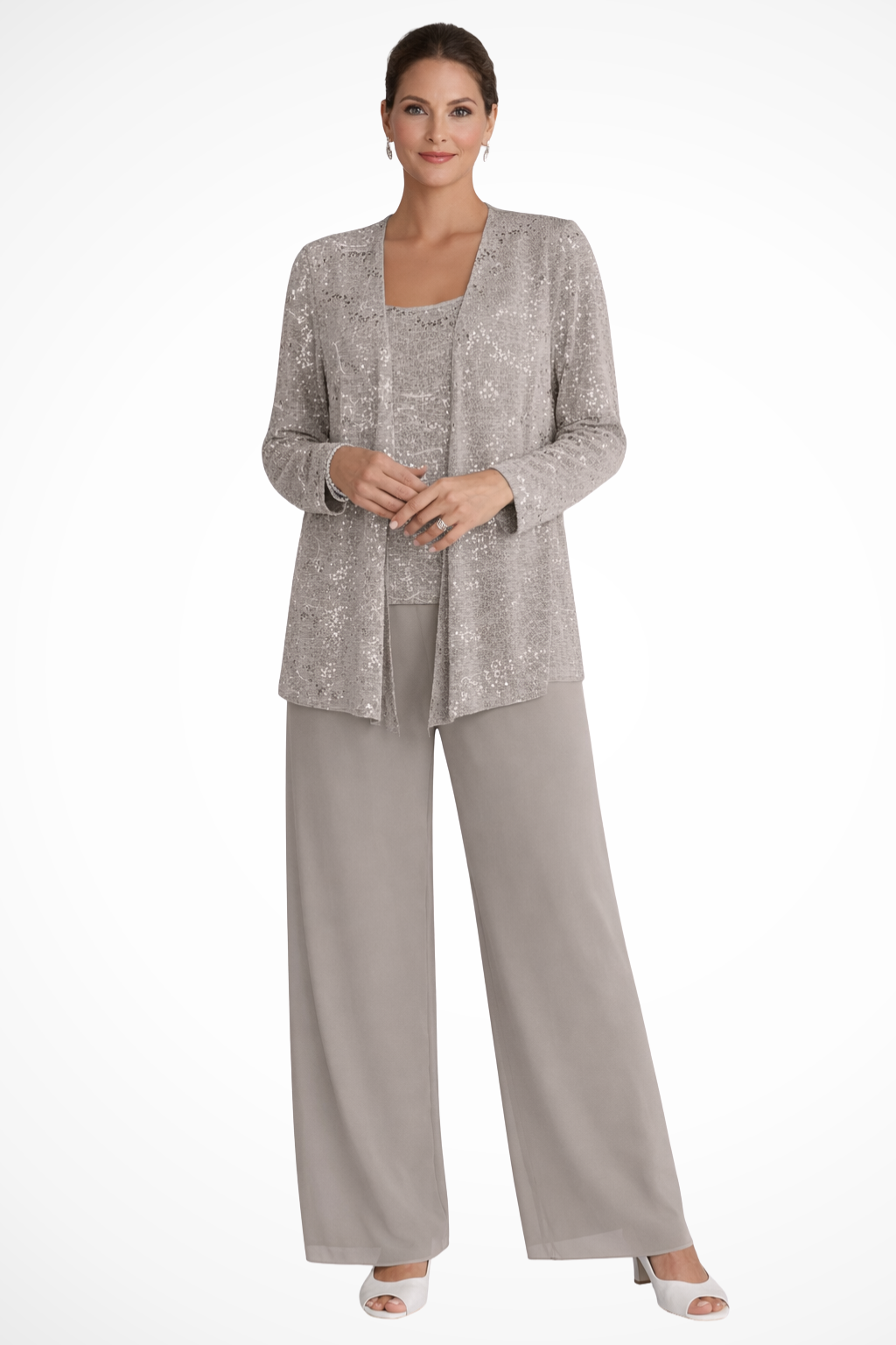 Elsa | Women’s Wide Leg High Waist Sequin Three Piece Suit