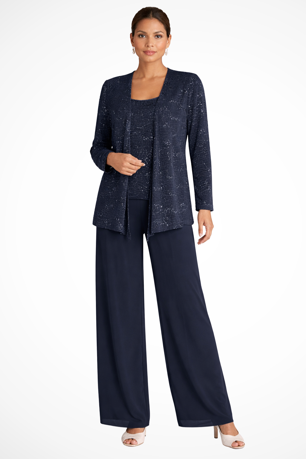 Elsa | Women’s Wide Leg High Waist Sequin Three Piece Suit