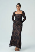 Elsie | Women’s Sheer Sleeve Square Neck Wedding Guest Dress
