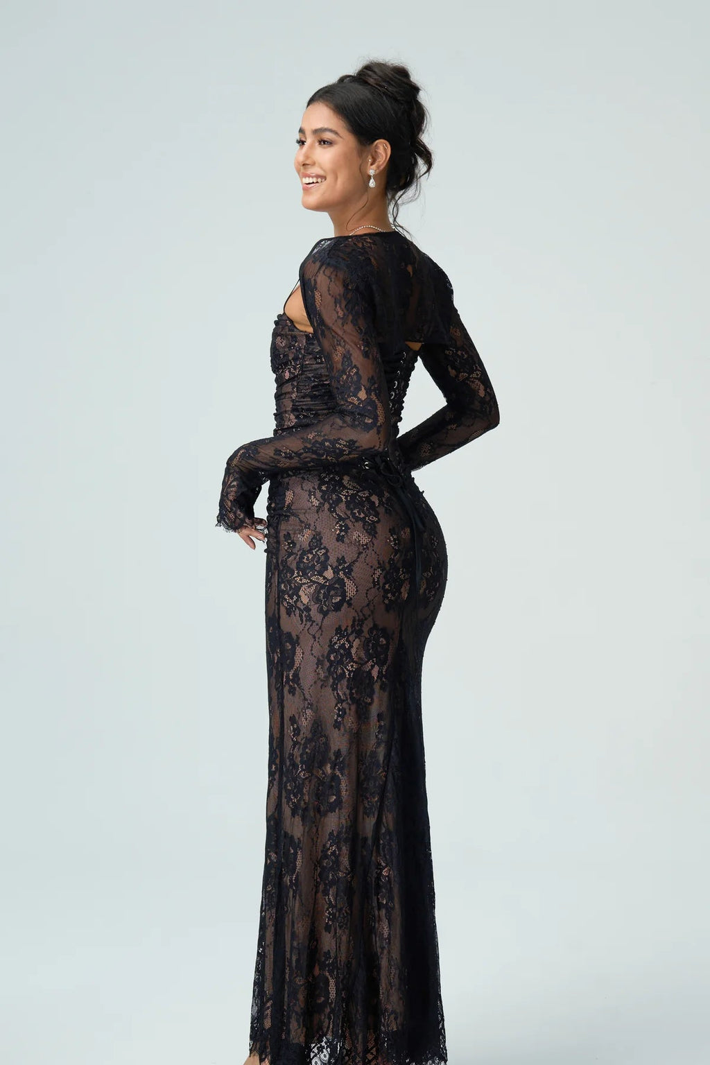 Elsie | Women’s Sheer Sleeve Square Neck Wedding Guest Dress