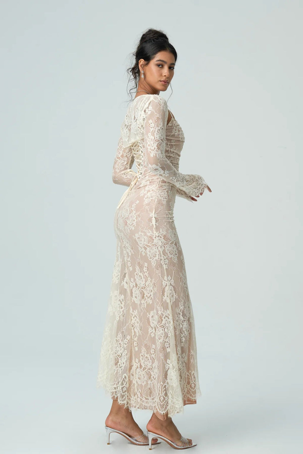 Elsie | Women’s Sheer Sleeve Square Neck Wedding Guest Dress