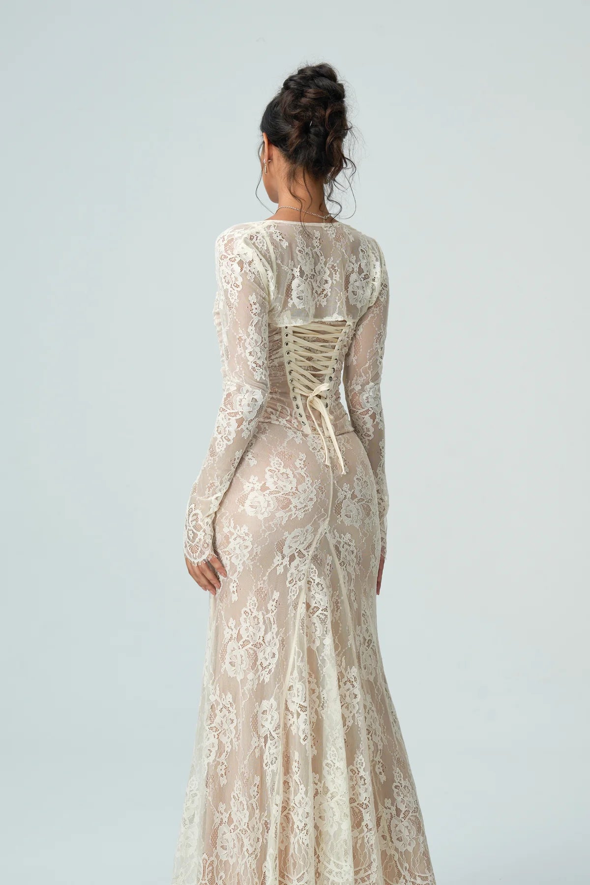 Elsie | Women’s Sheer Sleeve Square Neck Wedding Guest Dress